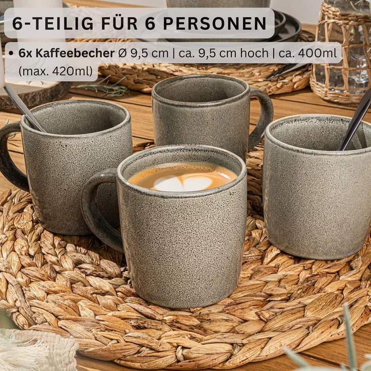 SÄNGER Kaffeebecher Set Kairo Clay - 6 aus Steingut – Bild 2