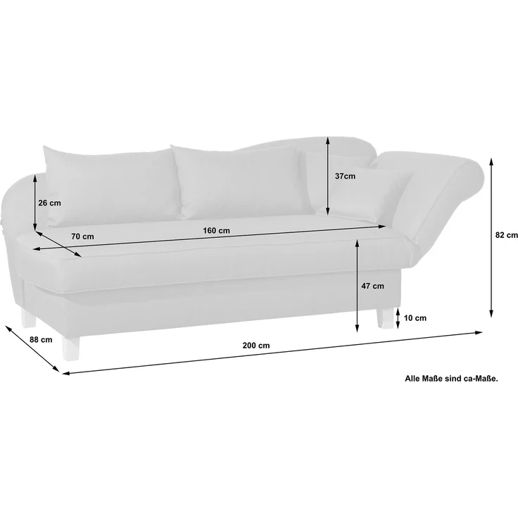 Max Winzer Recamiere mit Armteil rechts klappbar 'Selma', Flachgewebe blau, 82 cm x 88 cm x 190 cm – Bild 10