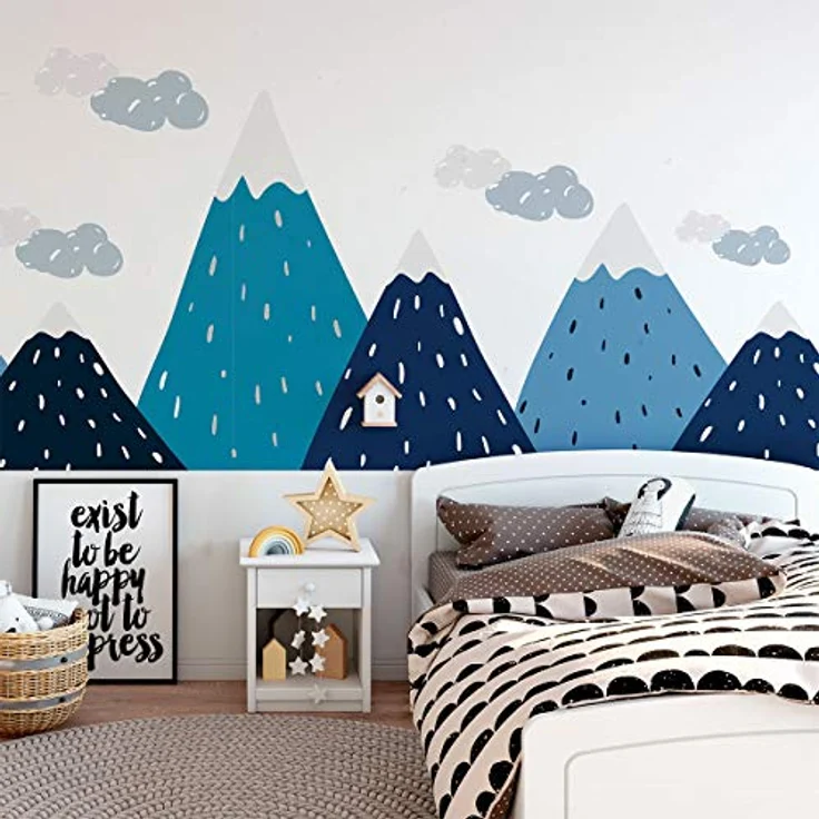 Wandaufkleber, selbstklebend, für Kinder, Riesen-Dekoration, skandinavische Berge für Kinderzimmer, Trekka, 100 x 280 cm – Bild 1