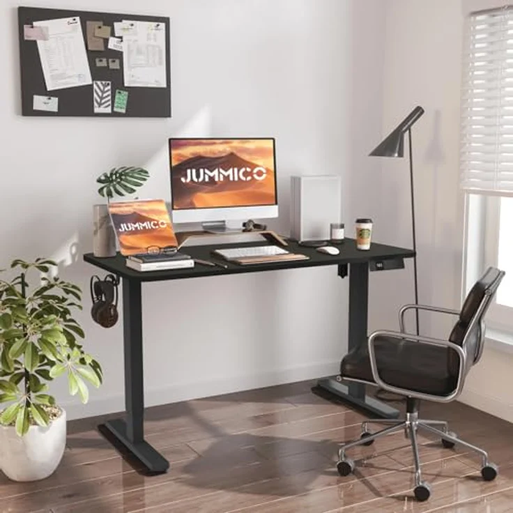 JUMMICO Elektrisch Höhenverstellbarer Schreibtisch 200x100 cm mit Ladestation, Höhenverstellbarer Computertisch mit Kabelmanagement, Ergonomischer Sitz-Steh-Schreibtisch Höhenverstellbarer Tisch – Bild 2