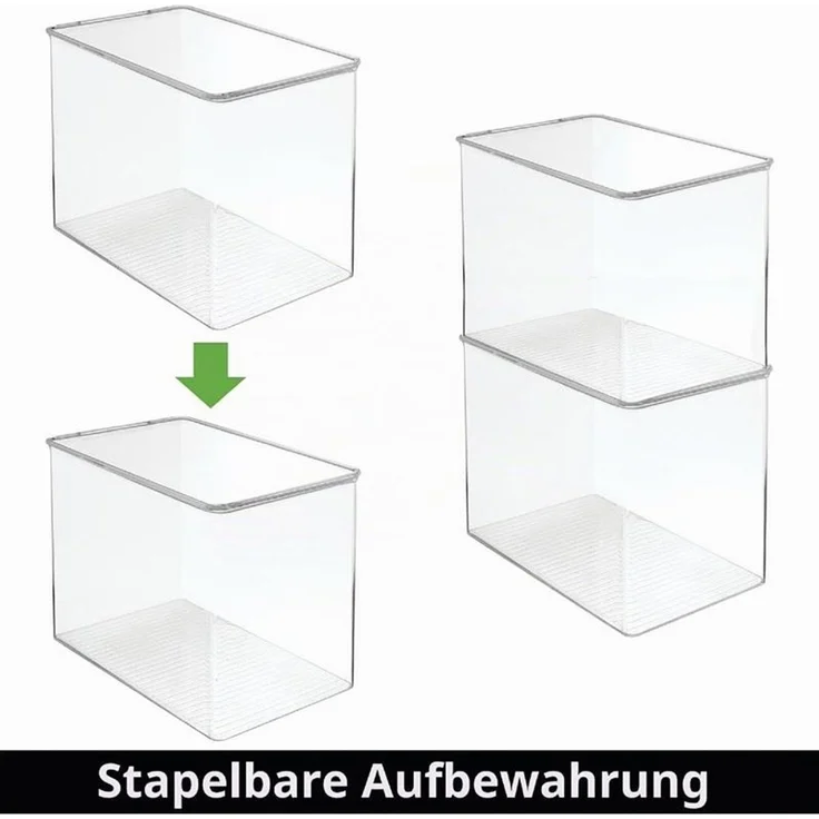 mDesign Organizer Aufbewahrungsbox Regalbox Deckel Stapelbar 2er-Set Transparent – Bild 5