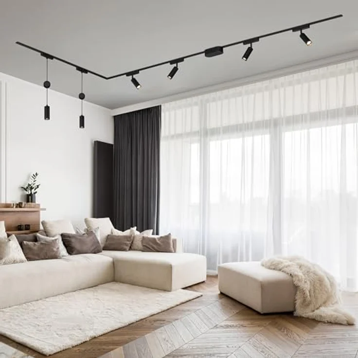 Briloner Luxtrail Schienensystem, Komplettset mit 4x schwenkbaren LED Spots und 2x höhenverstellbaren LED Pendel, Schwarz, 3m – Bild 3
