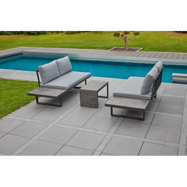 LC Garden 'Sungardo' Gartenlounge-Set inkl. Auflagen, 3tlg., individuell stellbar, Aluminium anthrazit, 70 x 35 x 41 cm – Bild 3