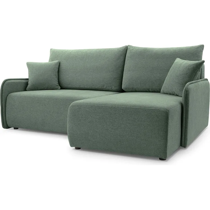 Selsey 'Netarro' Ecksofa mit Schlaffunktion, Bettkasten und Chenille-Bezug, salbeigrün, rechts