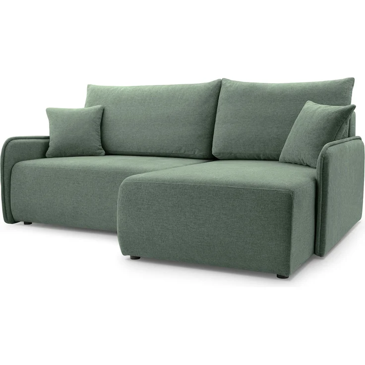 Selsey 'Netarro' Ecksofa mit Schlaffunktion, Bettkasten und Chenille-Bezug, salbeigrün, rechts – Bild 1