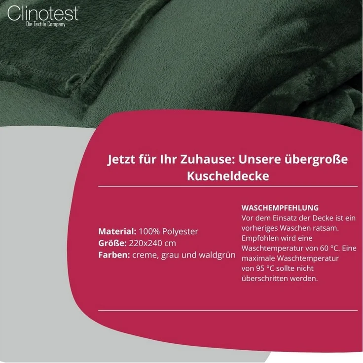 Wohndecke XXL Kuscheldecke – Flauschige Fleecedecke, Kochfest & fusselfrei, Clinotest, 220x240 cm – Bild 2