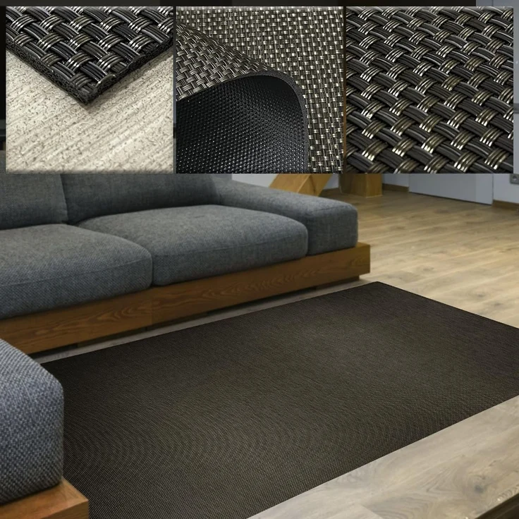 Tadi & Imperio1979 Geflochtener Vinilia-Teppich für Wohnzimmer, 120x170 cm, Küchenteppich, waschbar, Outdoor-Teppich, Küchenteppich, Vinyl-Teppich, geflochtener Eingangsteppich