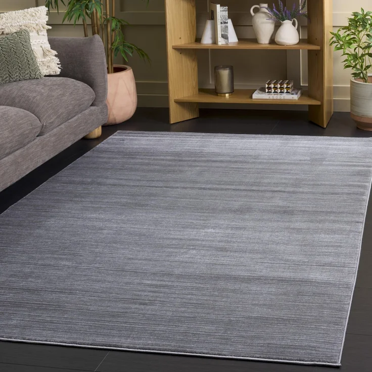 SAFAVIEH Modern Teppich für Wohnzimmer, Esszimmer, Schlafzimmer - Vision Collection, Kurzer Flor, Silber, 122 X 183 cm