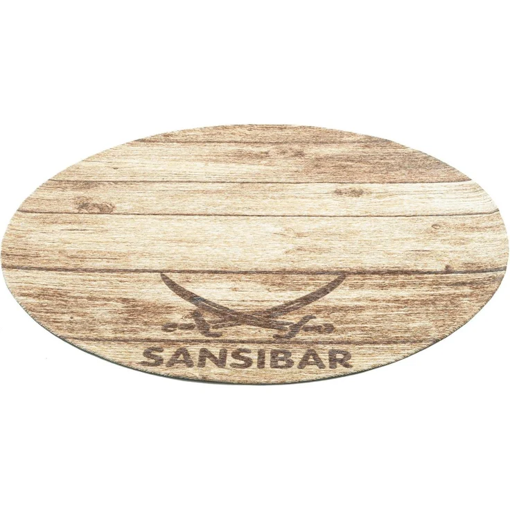Sansibar Teppich Keitum 009, rund, Höhe: 3 mm, Flachgewebe, Motiv Holzdielen & gekreuzte Säbel – Bild 3