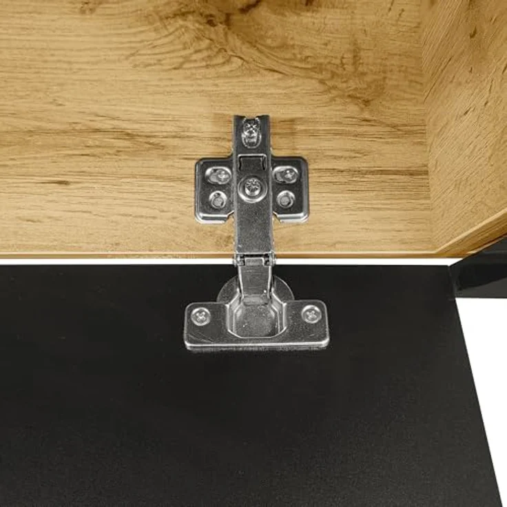 Ball & Cast TV Board Hängend & Stehend mit 3 Staufächern und integrierter Beleuchtung, 180 x 35 x 30 cm, Schwarz + Original Holzfarbe – Bild 7