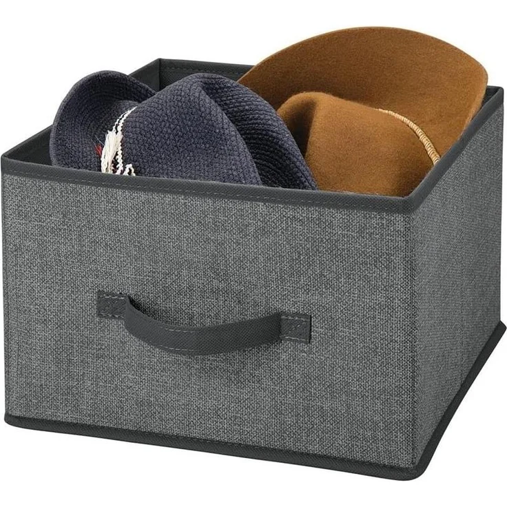 Aufbewahrungsbox Stoffbox 2er Set mit Griff Kunstfaser mDesign Grau / Schwarz – Bild 7