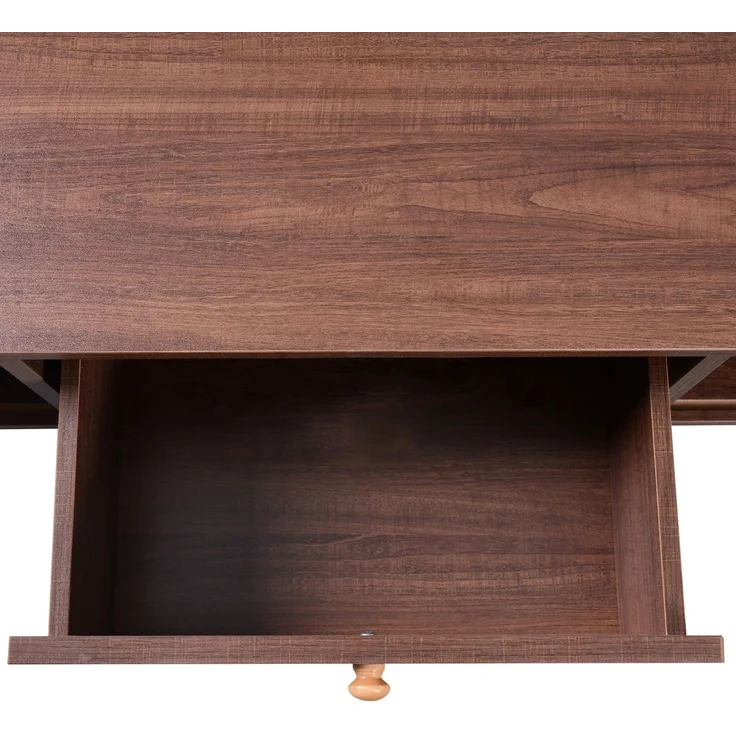 Merax Couchtisch - Rattan-Kaffeetisch, Schubladen mit Rattan und Schiebetüren mit Massivholzlatten, Massivholzbeine, braun – Bild 8
