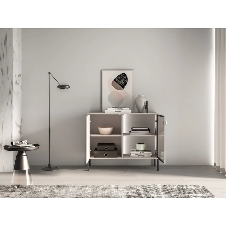 Selsey 'Barnee' – Sideboard mit beleuchteter Glasvitrine, Kaschmir, 107 cm – Bild 10