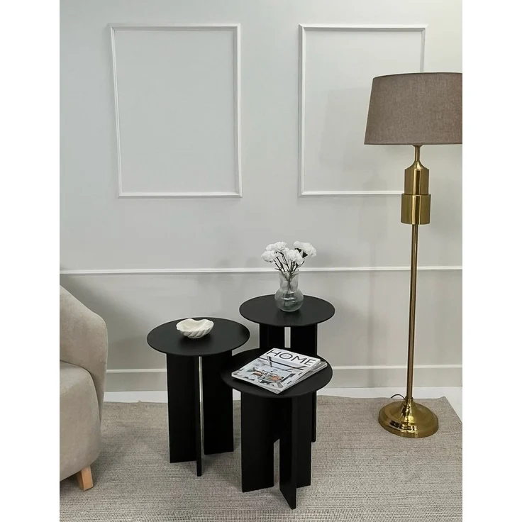 Skye Decor 'Leo (55 + 50 + 45) - Black' Couchtisch-Set, Schwarz, 40 x 55 x 40 cm – Bild 1