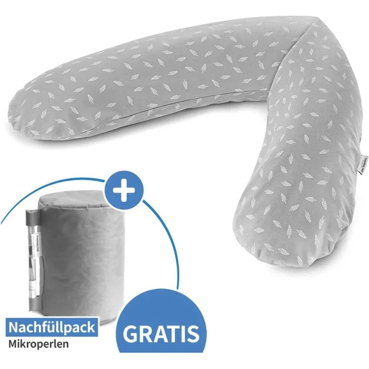 Theraline Stillkissen Das Original, 190 cm, mit hautfreundlichem Baumwollbezug und Nachfüllpack, vielseitig einsetzbar, waschbar