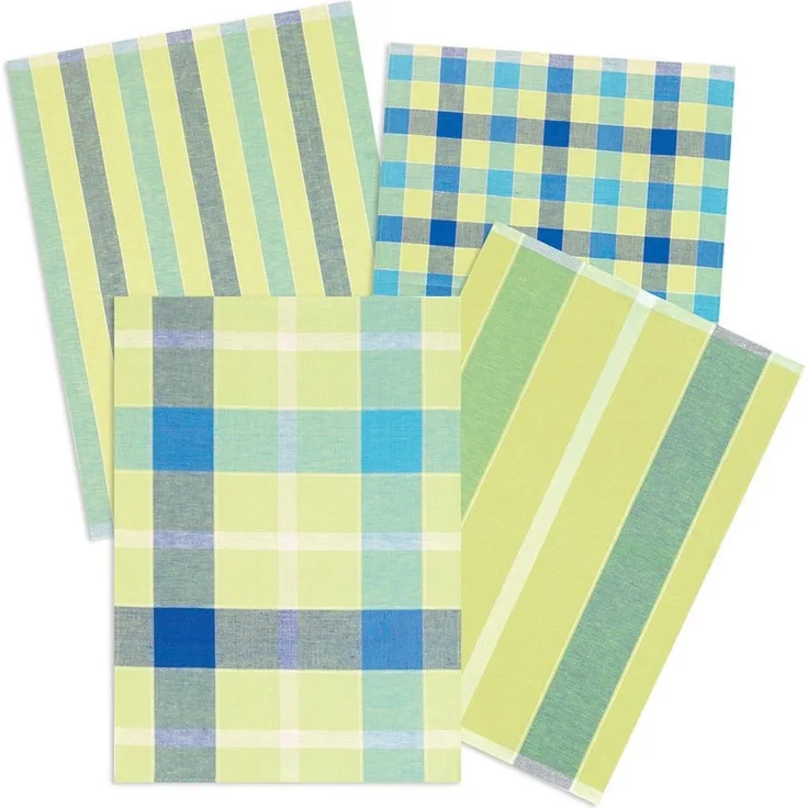 Kracht Geschirrtuch Streifen Karo, (Set, 4-tlg, 4-teilig), 4er Pack Geschirrtücher (4 Stück), ca. 50x70 cm, Halbleinen
