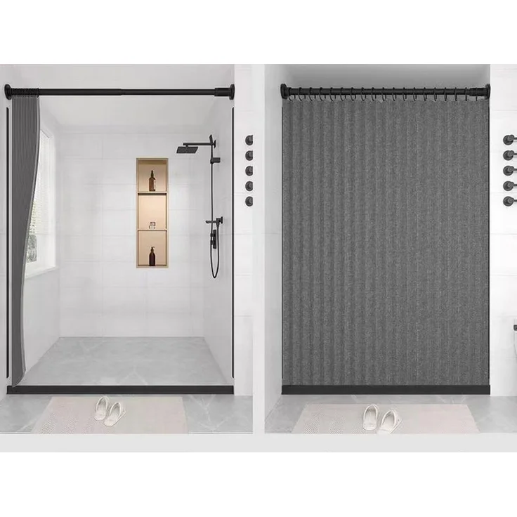 Diwzbyn Duschvorhang Wasserdichter Magnet-Falt-Duschvorhang, Verdickter Leinenoptik-Vorhang Breite 100 cm (1-tlg), Ideal für Badezimmer, Türrahmen, Schlafzimmer und als Raumteiler – Bild 4