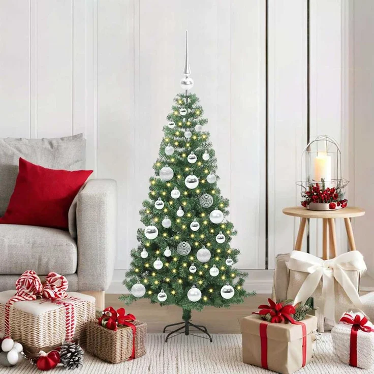 vidaXL Weihnachtsbaum mit LED-Beleuchtung Grün 120 cm PVC und Stahl 3396363 – Bild 1