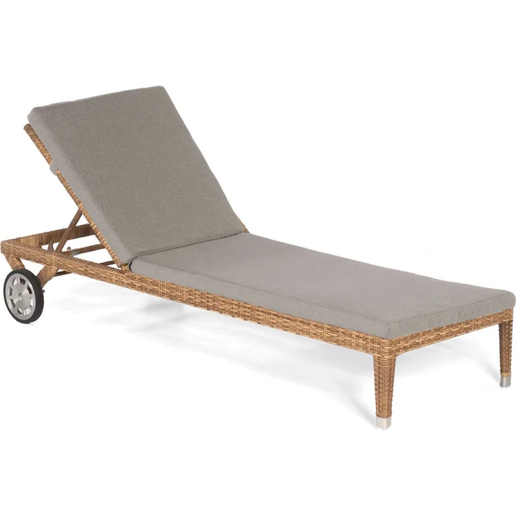 Sonnenpartner Sonnenliege Caicos Aluminium mit Polyrattan natura-antik Rollliege mit Auflage