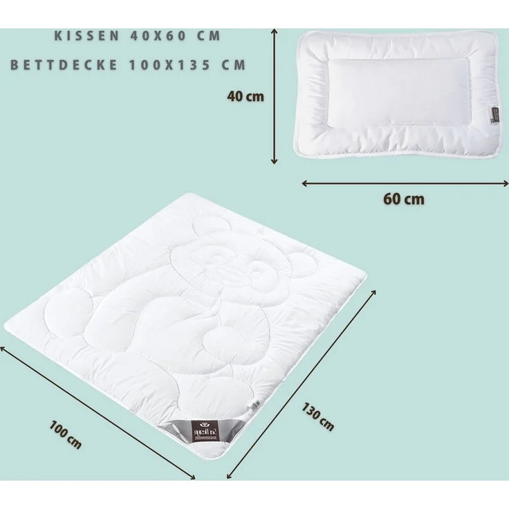 SEI Design Babybettdecke Baby Kinder Bett-Set Decke 100x135 + Kissen 40x60, Füllung: Polyester, Bezug: weichste Mikrofaser, Kochfest – Bild 2