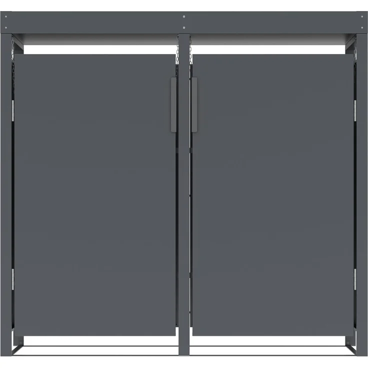 DEGAMO ULM Mülltonnenbox mit Pflanzwanne 2-er, Stahl verzinkt, anthrazit, 132x80x124cm für 2x Tonnen bis 240 Liter – Bild 8