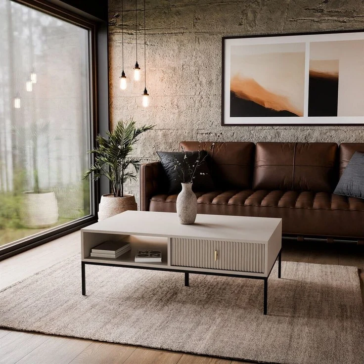 Lookway Couchtisch MIDNIGHT mit Schublade auf Gestell, Breite 104 cm – Bild 1