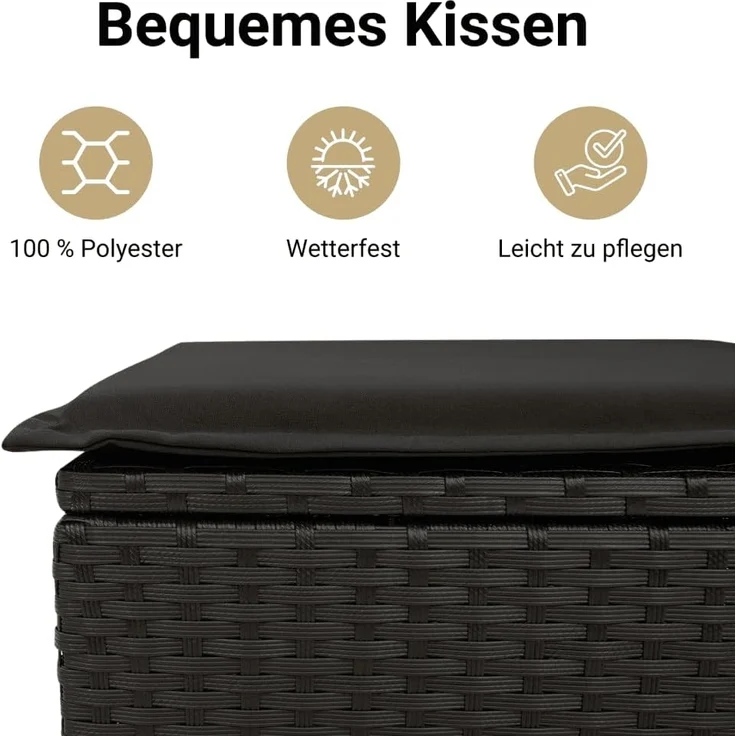 vidaXL 7-tlg. Garten-Sofagarnitur mit Kissen Schwarz Poly Rattan 3272217 – Bild 5
