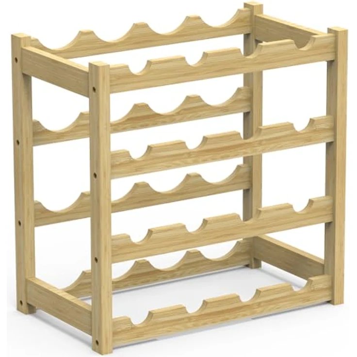 BAKAJI Weinregal aus Bambusholz mit 6 Fächern für Champagner, Flaschenregal für Bar, Wohnzimmer, Küche, Bistro, Restaurant, 43,5 x 25 x 43 cm (Natur) – Bild 9
