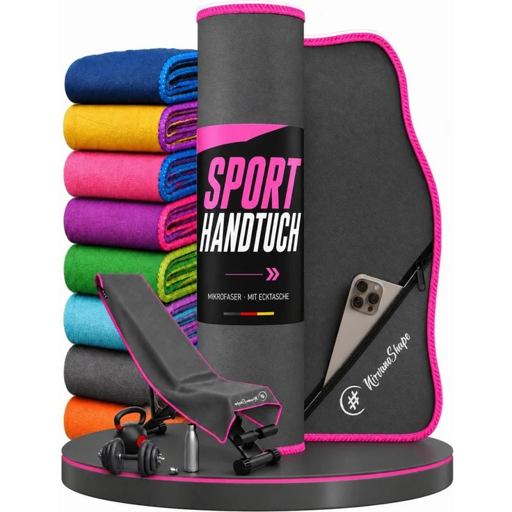 NirvanaShape Sporthandtuch NirvanaShape Mikrofaser Fitnesshandtuch mit Ecktasche und Knöpfen, saugfähig, leicht, schnelltrocknend, für Reisen, Fitness, Yoga, Sauna – Bild 1