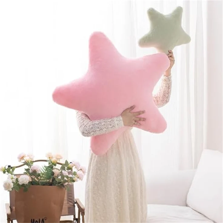 Kuschelkissen Kinder Sternkissen, Weiche Flauschige Sternform Zierkissen Sofakissen, Plüsch Kissen Dekokissen für Mädchen & Jungen Zuhause Schlafzimmer Deko (Gelb,80cm) – Bild 7