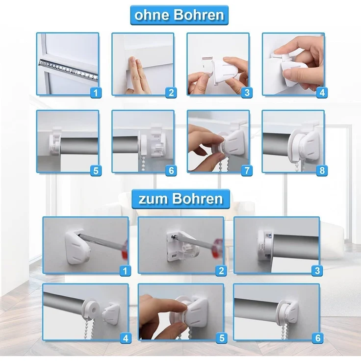 Verdunklungsrollo ohne Bohren Rollos für Fenster und Tür 110x160 cm Weiß Thermo Rollo Klemmfix Verdunkelungsrollo Seitenzugrollo Fensterrollo Lichtblick Sicht-und Sonnenschutz Wand-und Deckenmontag – Bild 7