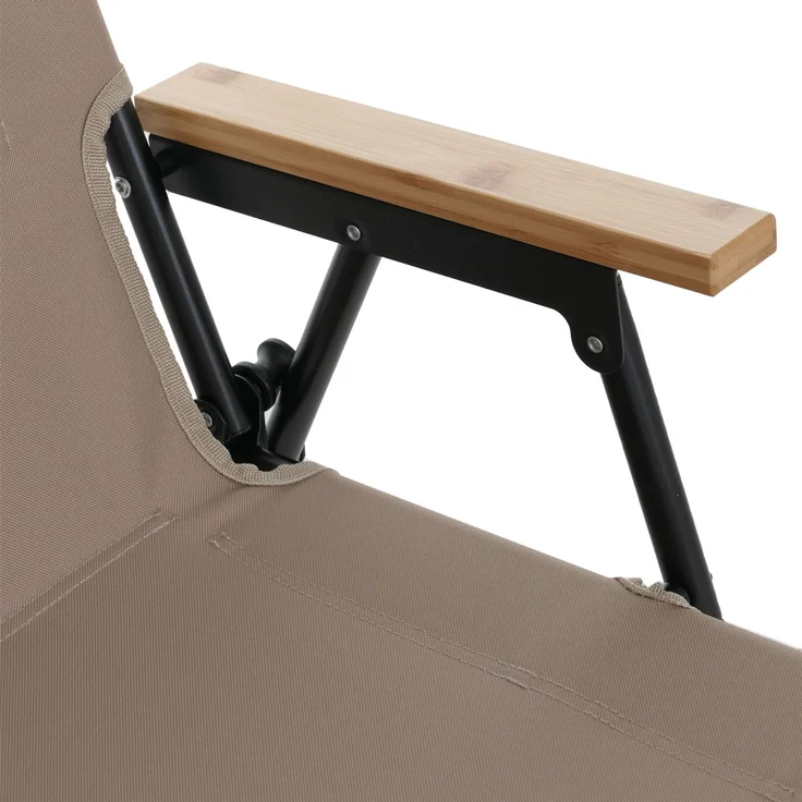 2er-Set Campingstuhl HWC-Q43, Gartenstuhl Balkonstuhl Freizeitstuhl, klappbar Bambus Metall Stoff/Textil ~ creme – Bild 6