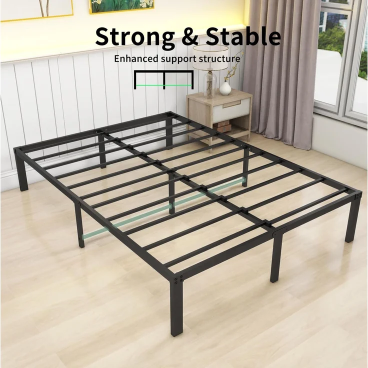 CHICFURN Metallbett 140x200 cm aus Metall Schwarz mit Stauraum Schwarz – Bild 8