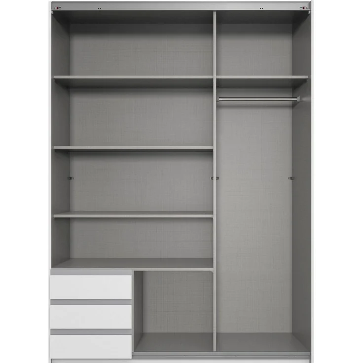 Schwebetürenschrank Emden Kleiderschrank mit Spiegel Ausführung weiß – Bild 2