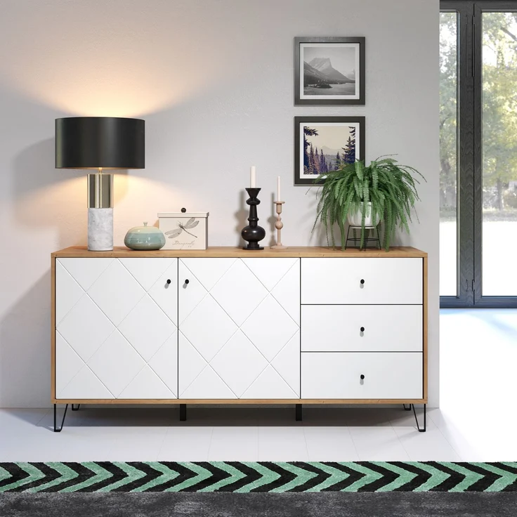 Trendteam 'Touch' Sideboard mit Soft-Close, Eiche Artisan weiß matt, 183 x 76 x 40 cm – Bild 10