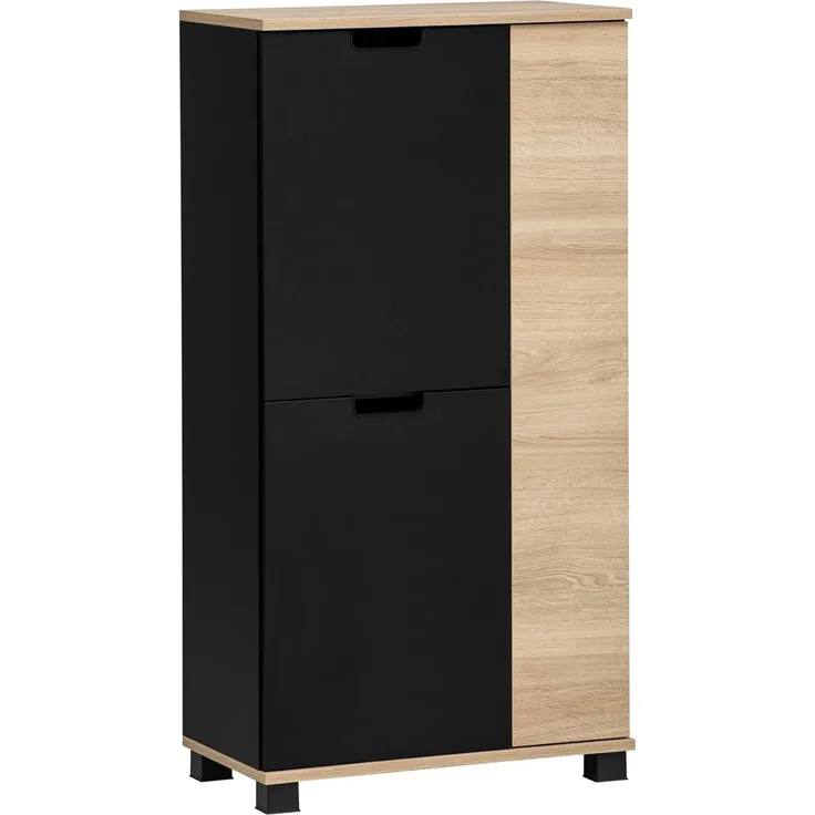 Schildmeyer Highboard Emmik 159513 schwarzmatt/weißeiche Dekor, 59,8 x 32,6 x 116,9 cm