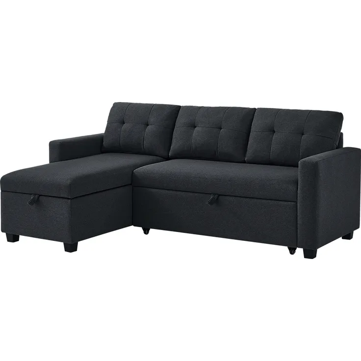 Sofa L Form Campina Anthrazit 226 x 163 cm mit Schlaffunktion Vitalispa