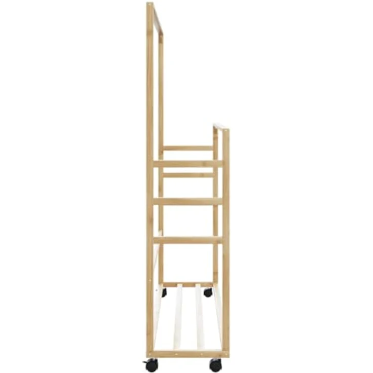 vidaXL Kleiderständer mit Ablagen und Rollen 90x35x155 cm Bambus 4008916 – Bild 7