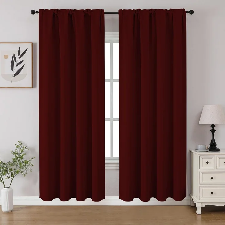 CUCRAF Verdunklungsvorhänge, 183 cm lang, 2 Paneele, Vorhang-Set mit Stangentaschen, Raumverdunkelungsvorhänge für Schlafzimmer, Wohnzimmer, isoliert, thermisch, lichtblockierend, 132 x 183 cm (B x L)