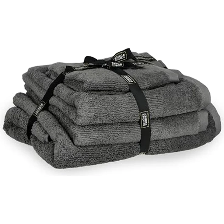 SCHÖNER WOHNEN-Kollektion Handtuch Set SENSE Handtuch Set, Baumwolle (Spar-Set, 1-St), 5er Set (1x 140x70 cm / 2x 100x50 cm / 2x 50x30 cm) in Anthrazit – Bild 2