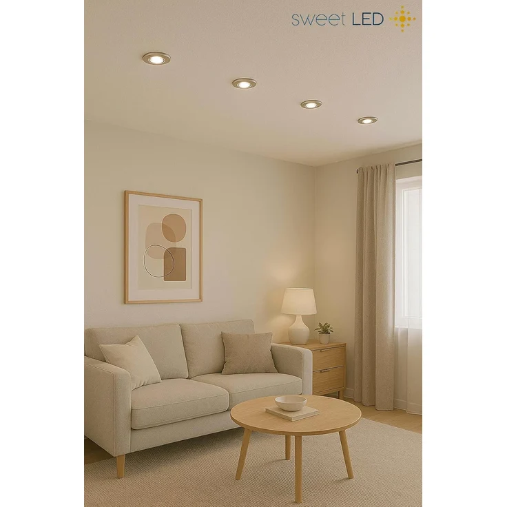 Sweet LED Deckenspot 10er Set GU10 Einbaustrahler rund & schwenkbar 230V chrom-gebürstet, ohne Leuchtmittel, Einbauspots, Deckenlampe – Bild 5