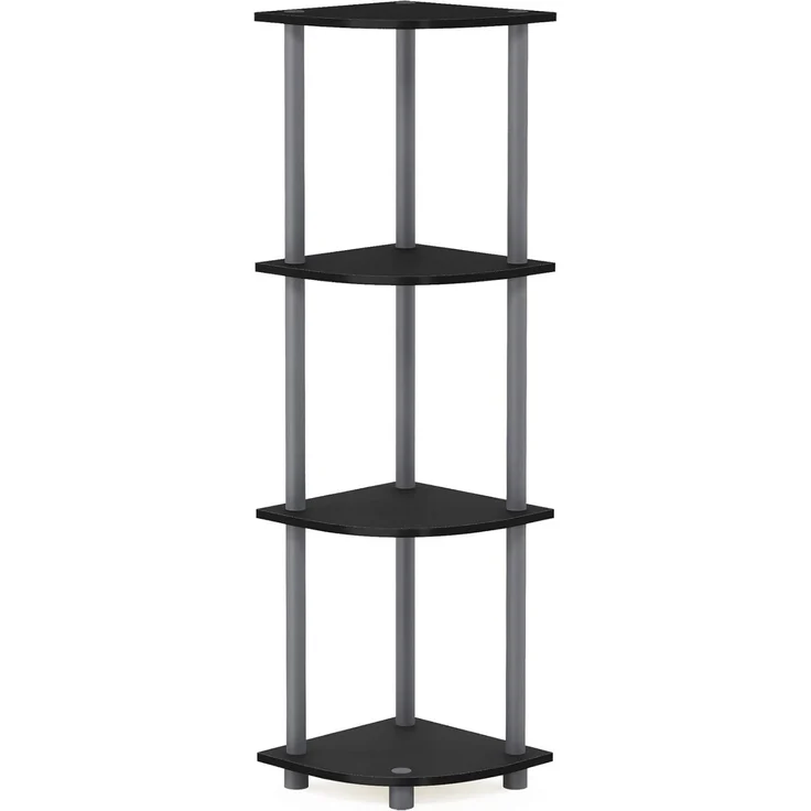 Furinno kompaktes Eck-Mehrzweck-Regal mit 4 Ebenen, schwarz/grau, 29. 46x29. 46x110. 49 cm – Bild 1