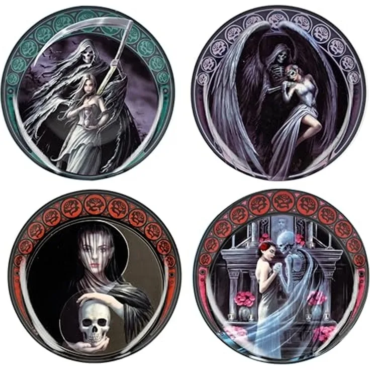 Figuren Shop GmbH Teller Teller 4er Set - Dance with Death by Anne Stokes - Gothic Dekoteller, (4 St)
