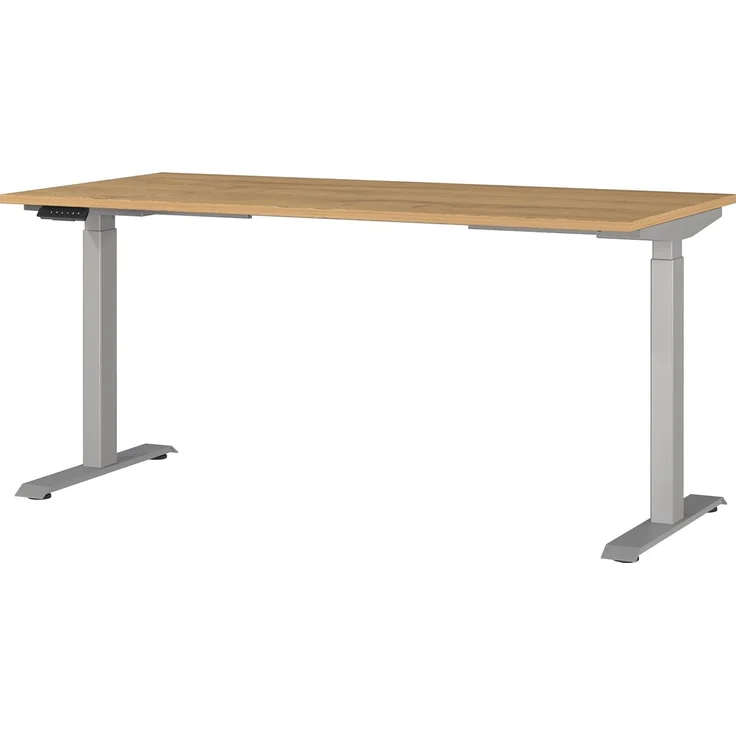 Germania Schreibtisch 7908-638, in Grandson-Eiche-Nb./Silber, EL. höhenverstellb, 160 x 120 x 80 cm (BxHxT) – Bild 1