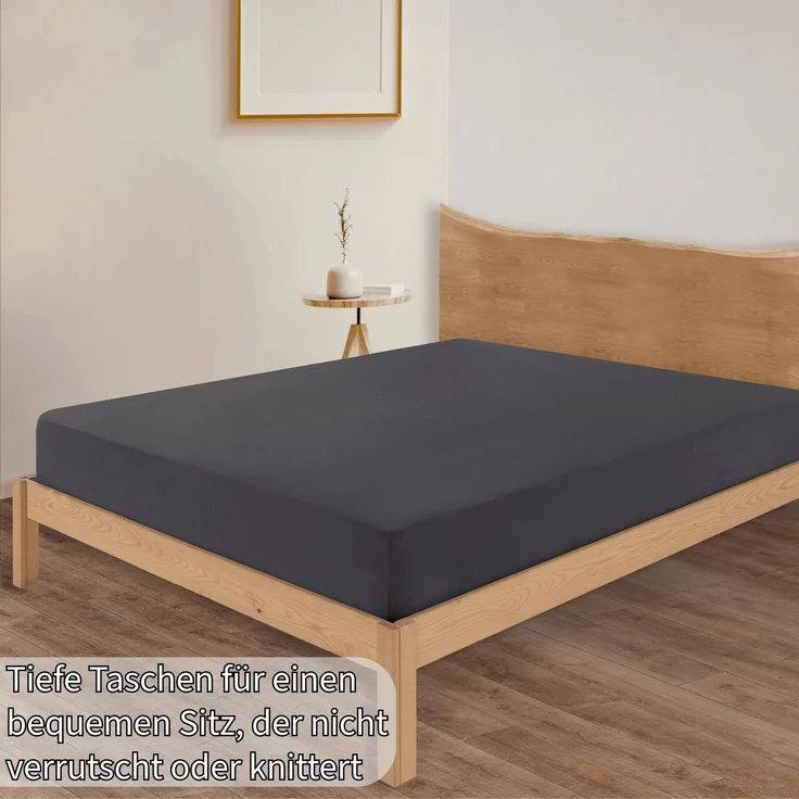 KK Jersey Spannbettlaken, Baumwolle Anthrazit, 140 x 200 x 30 cm – Bild 9