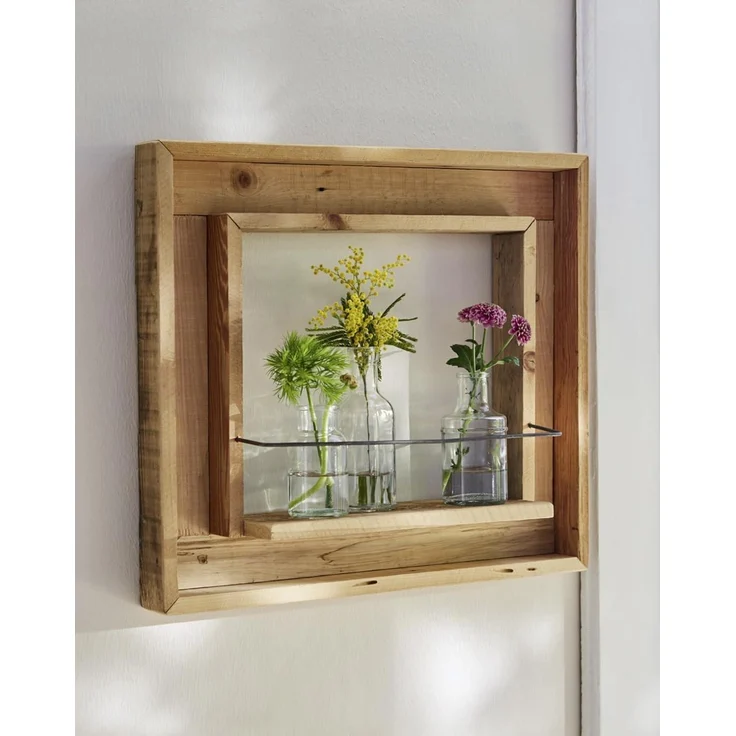 Wandregal "Fenster" aus recyceltem Holz, Fensterrahmen, Wanddeko, Blumenregal, Dekoregal, Blumenständer, Hängeregal – Bild 1