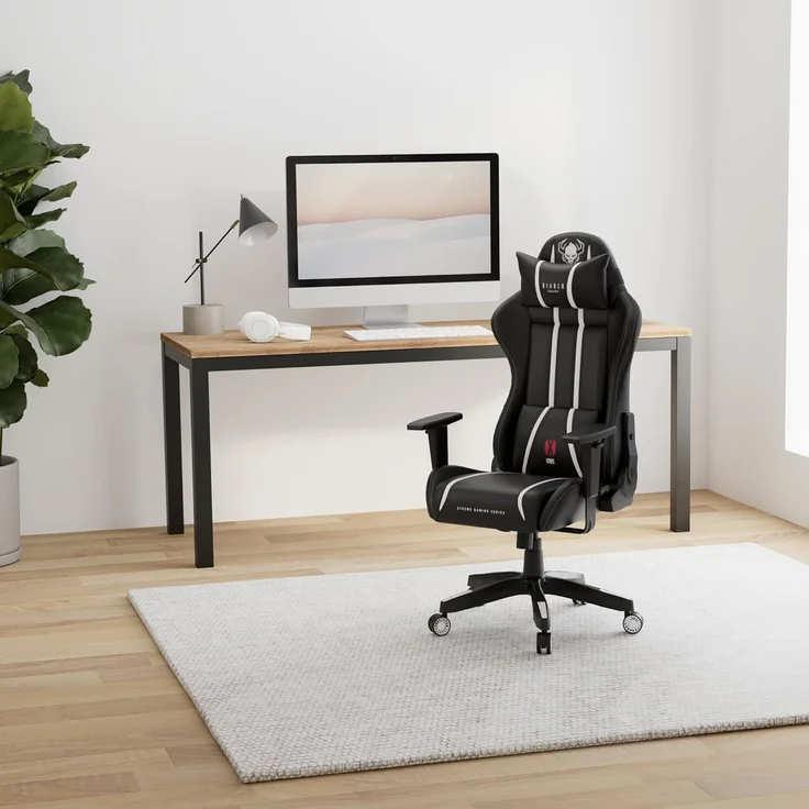 Diablo X-One 2.0 Gaming Stuhl für Kinder Gamer Chair Bürostuhl Schreibtischstuhl Verstellbare Armlehnen Ergonomisches Design Nacken/-Lendenkissen Wippfunktion Schwarz-Weiß Kids (S) – Bild 2