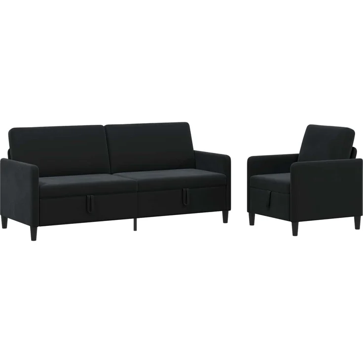 vidaXL Sofa Set mit Stauraum 2 stk. Schwarz Polyester 3429252 – Bild 2