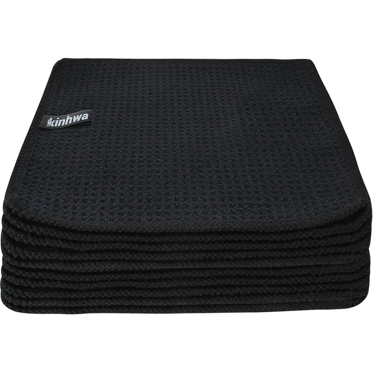 Schwarze Spültücher 20x20cm 10er Set Mikrofasertuch waschbar fusselfrei