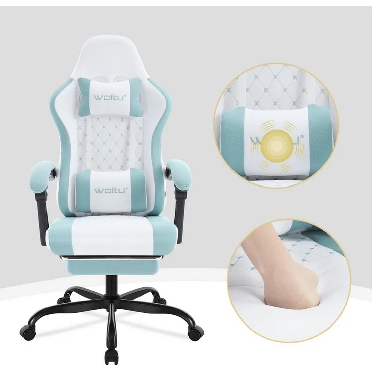 Woltu Gaming-Stuhl (1 St), mit Massagefunktion, ergonomisch, 150 kg, Netzstoff – Bild 3